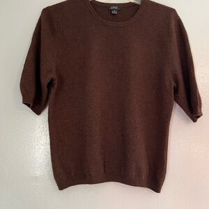 Brown cashmere short sleeve sweater